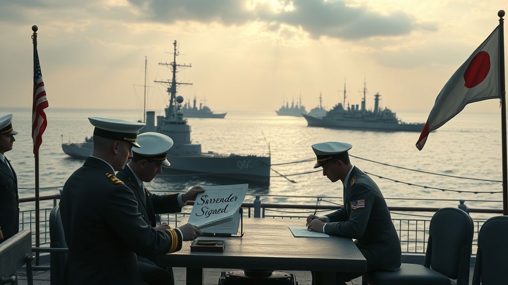 Japanese Surrender Signed, Tokyo Bay, Japan | 1945-09-02