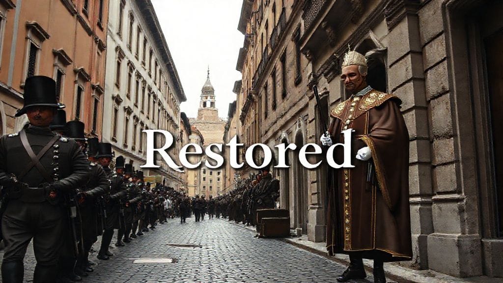 Pius IX Restored by French Troops, Rome, Italy | 1849-07