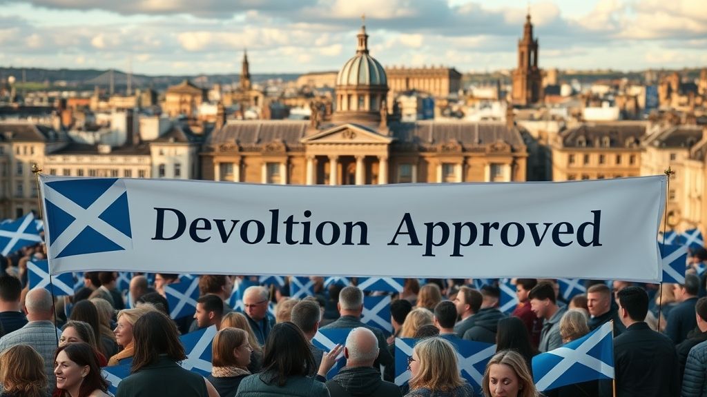 Scottish Devolution Referendum Approved, Edinburgh, United Kingdom | 1997-09-11