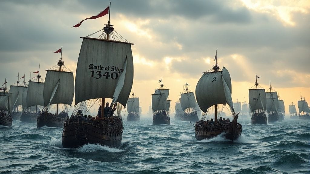 Battle of Sluys: English Fleet Defeats French, off Sluys, Flanders | 1340-06-24