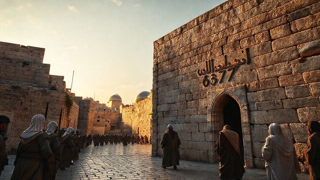 Jerusalem Surrenders to Rashidun Caliphate, Jerusalem, Levant | 637