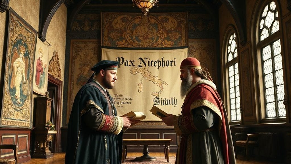 Pax Nicephori Settles Frankish–Byzantine Claims in Italy, Aachen/Constantinople | 812