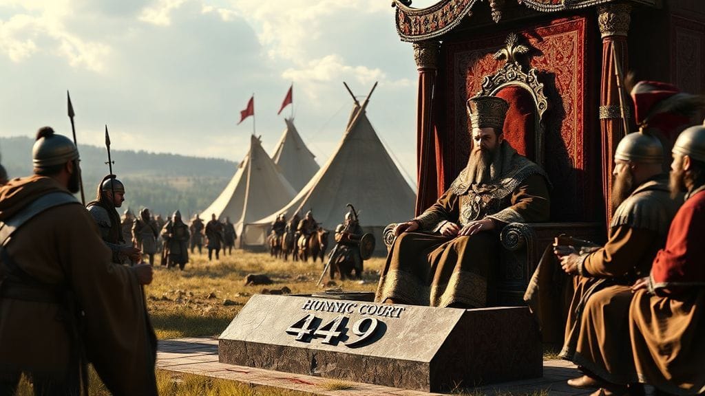 Priscus Embassy to Attila Recounts Hunnic Court, near Tisza, Pannonia | 449