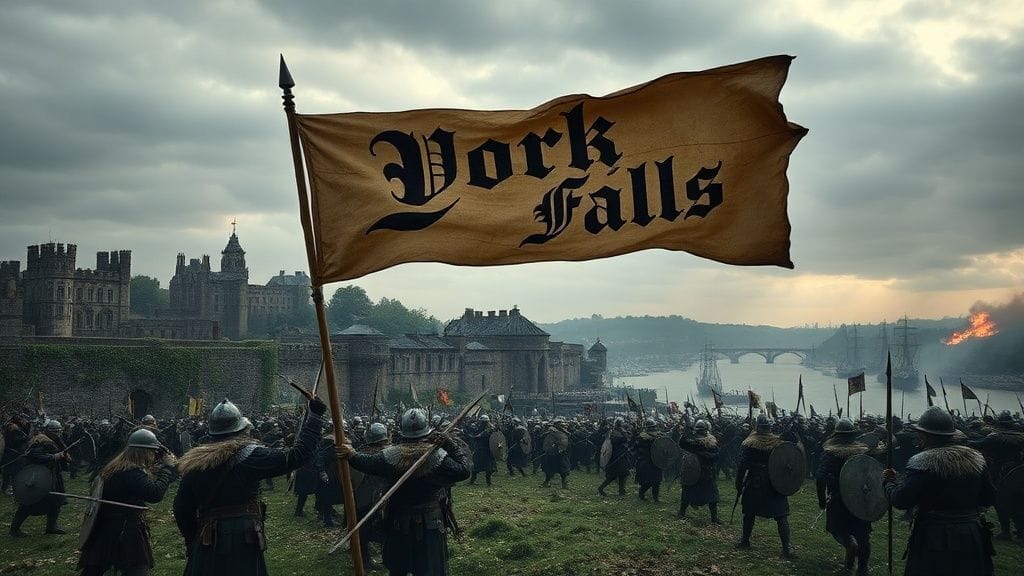 York Captured by Vikings; Northumbria Falls, York, England | 866