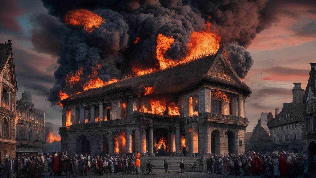 The Globe Theatre burns down, London | 1613-06-29