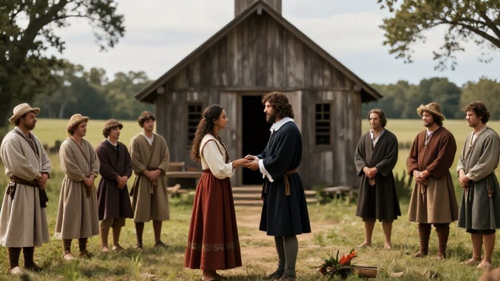 Pocahontas Marries John Rolfe, Jamestown, Virginia Colony | 1614-04-05