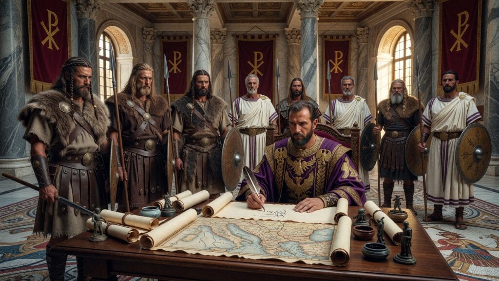 Theodosius I signs peace treaty with Goths, Moesia and Thrace | 382